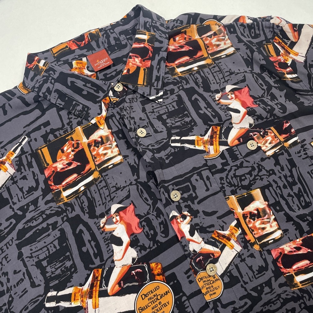 JUNCTION WEST Men's Bar Cocktail‎ Hawaiian Shirt Size XXL Gray Short Sleeve NWT